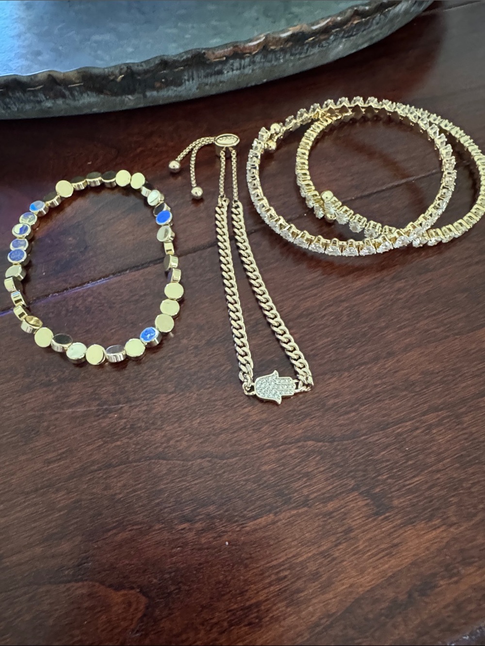 Source Unknown Gold-Tone Women's Bracelet Stack with Crystal Accents